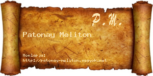 Patonay Meliton névjegykártya